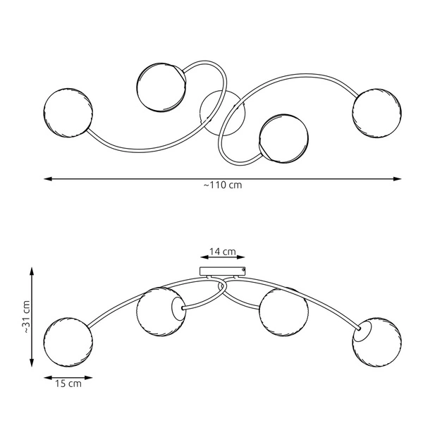 Lampa sufitowa Emibig VIBRA 4 BL OPAL 1398/4