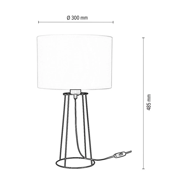 Lampa stołowa Star 1xE27 maks. 25W Czarny metal/czarny kabel PCV/biały klosz z tkaniny 7732104