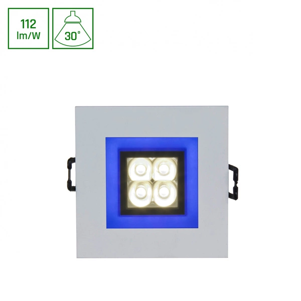 FIALE 4LED 4X1W 30ST 230V SQUARE Z RAMKĄ NIEBIESKĄ CW OCZKA LEDOWE  &