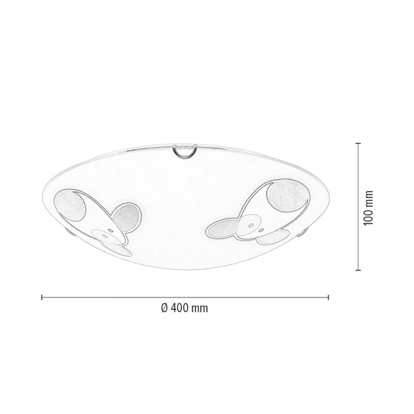 Lampa sufitowa Doggy 2xE27 Max.60W Chromowany metal/białe szkło ze wzorem psa 4584002