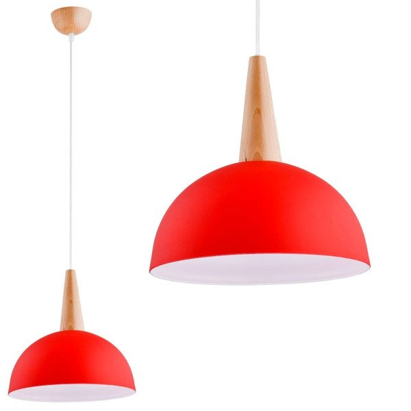 Lampa wisząca zwis FOTYN drewno/czerwony śr. 30cm