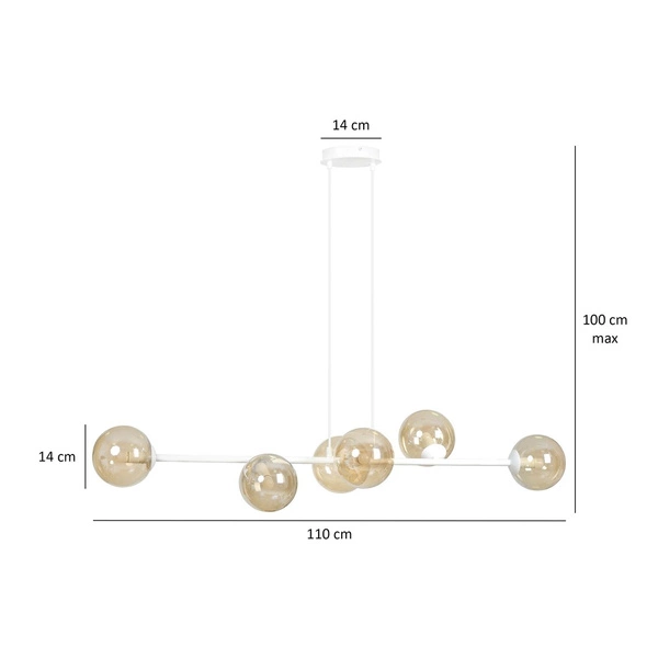 Lampa wisząca Emibig ROSSI 6 WH MIODOWY 879/6