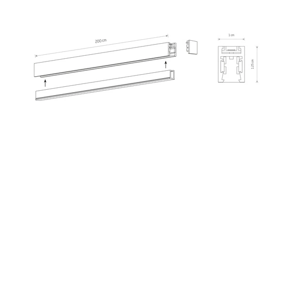 Natynkowy szynoprzewód niskonapięciowy NANO-LVM TRACK 2M | Czarny 11725
