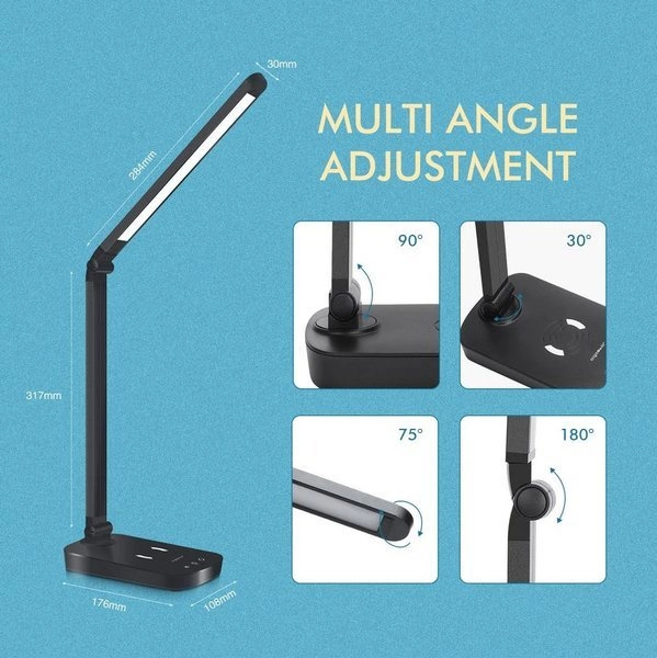 Lampa biurkowa LED LIGHT11 5W czarna z ładowarką indukcyjną