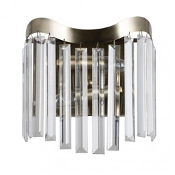 Kinkiet z kryształami Sabriga dł. 24cm 2xE14 | brąz antyczny