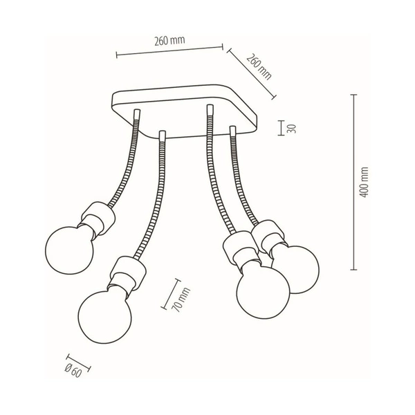 Allumer Lampa Sufitowa 4xE27 Max.25W Dąb Olejowany/Czarny Metal 5414474