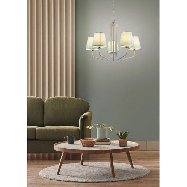 Lampa wisząca YORK LEDEA, 50205093, biały/niebieski, 5x60W E14