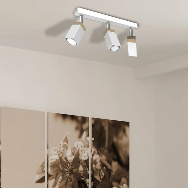 Lampa sufitowa SOLO, MLP7479, przecierany biały/drewno patynowane, 3x5W mini GU10