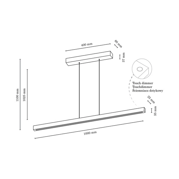 SMAL lampa wisząca LED zintegrowany 1431lm 3000K 15W drewno bukowe orzechowe ściemniacz dotykowy 1509676
