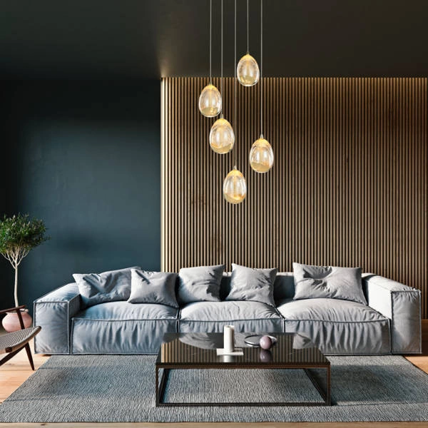 Lampa wisząca HUELTO śr. 30cm 24W LED ciepła biel 3000K | złoty