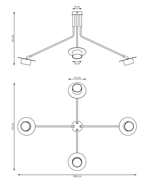 Lampa wisząca Emibig MIZU 4 BL 1448/4