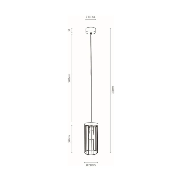 Lampa Wisząca Timeo 1xE27 Max.60W Bejcowana Sosna Szara/Czarny Kabel PCV/Czarny Metal 195109157