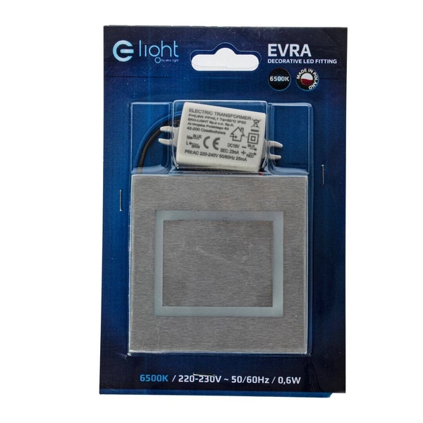 Oprawa schodowa LED 0,6W EVRA barwa zimna 6500K EKS4369