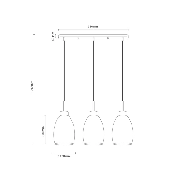 MORRO CHROM/WHITE LAMPA WISZĄCA 3XE27