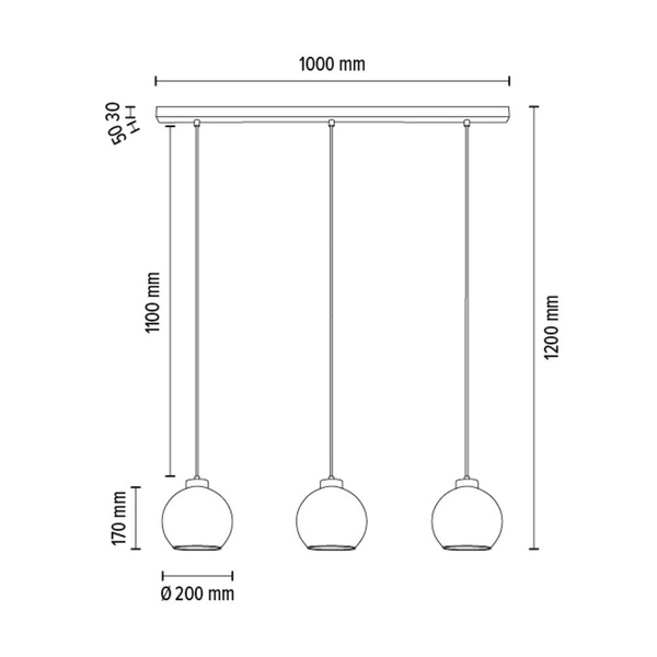 Lampa Wisząca Laguna Wood 3xE27 Max.60W Dąb Olejowany/Przezroczysty Kabel PCV/Przezroczyste Szkło 18710374