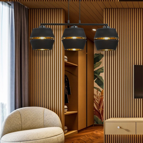 Lampa wisząca Emibig PIANO 3 Czarny/GOLD 1183/3