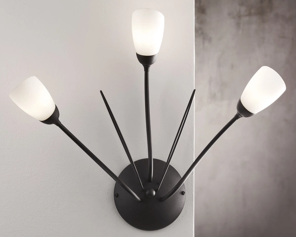 Klasyczny Kinkiet GLORIOSA wys. 44cm 3xG9 14W IP20 | czarny mat