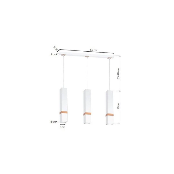 Lampa wisząca nowoczesna listwa VIDAR III biały szer. 60cm