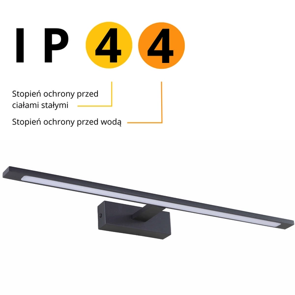 Czarny kinkiet nad lustro ISLA LED duży 62cm