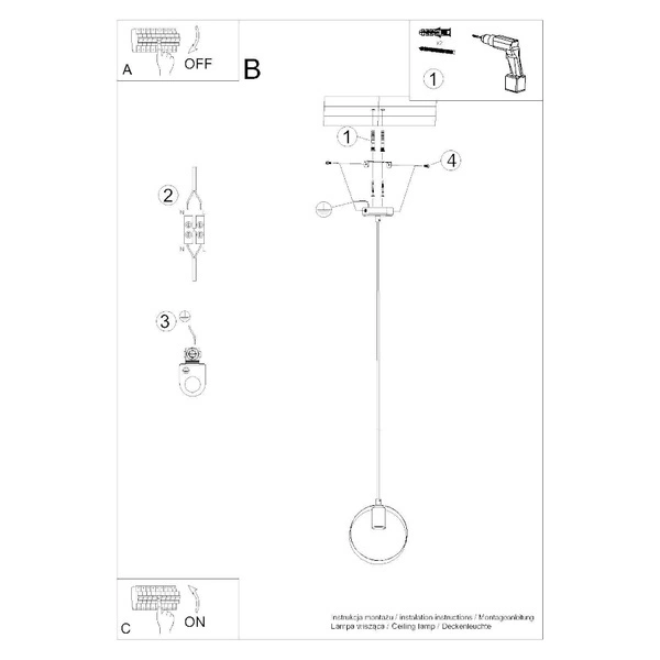 Lampa wisząca TITRAN 1, biała, 1x60W E27, SL.1137