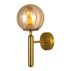 Kinkiet RAVENA E27 wys. 31cm | mosiądz/bursztynowy