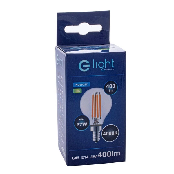 Żarówka FILAMENT LED E14 4W neutralna 4000K kulka G45