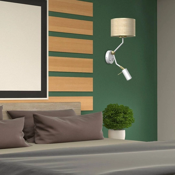 Kinkiet MARSHALL, MLP7483, biały/rattan, 1x60W E27 + 1x3W mini GU10