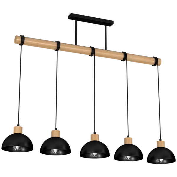 Lampa wisząca ERIK Black/Wood 5xE27