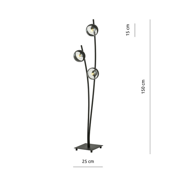 Lampa podłogowa Emibig HUNTER LP3 Czarny/STRIPE 1101/LP3
