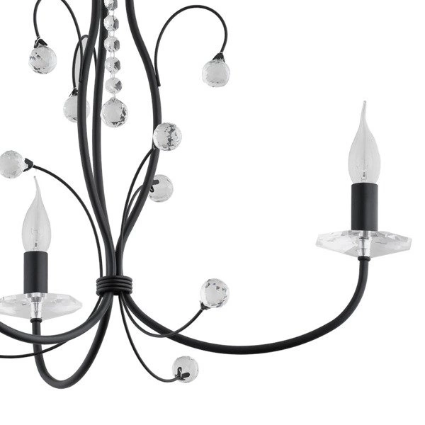 Żyrandol klasyczny świecznikowy PERLOTA śr. 52cm czarny