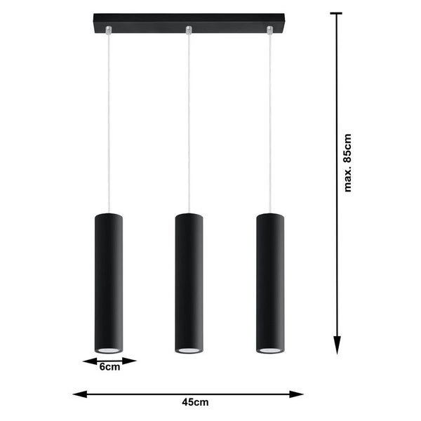 Lampa Wisząca LAGOS 3 czarny stal, GU10, 3 x 40 W, SL.0329