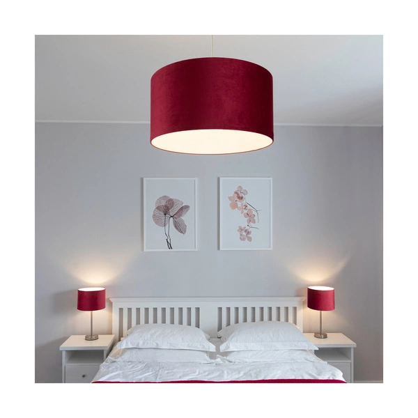 Lampa Wisząca Scarlett 1xE27 Max.60W Satynowy Metal/Przezroczysty Kabel PCV/Klosz Bordowy Aksamitny 3755027