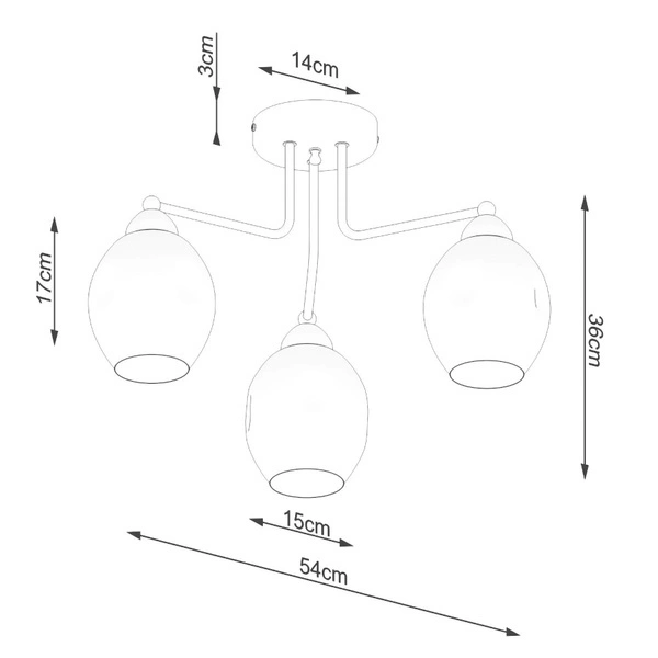 Żyrandol FILLAN 3, czarny/dymiony, 3x60W E27, SL.1144