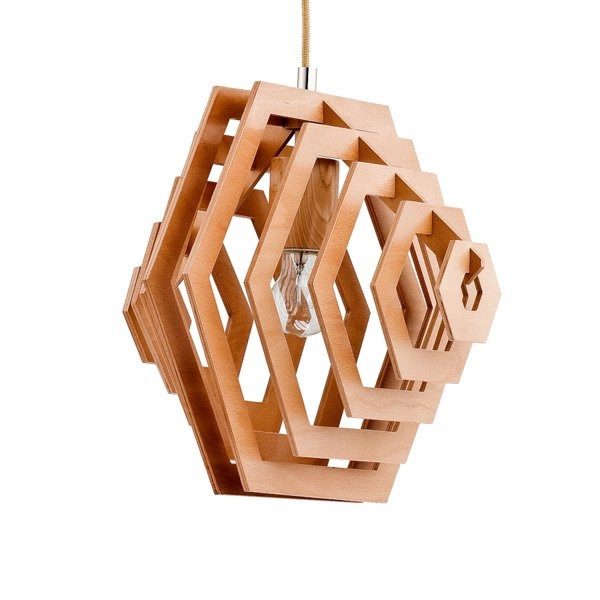 Lampa wisząca zwis DASTAN drewno śr. 45cm