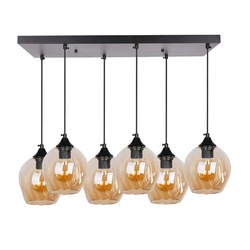 Lampa wisząca ASPA, czarna z brązowymi kloszami, 6x40W E27