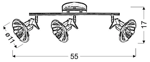 Lampa sufitowa/ścienna MOON listwa 93-28099 chrom 3x3,5W LED G9