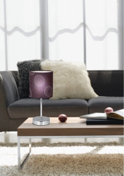 Lampa gabinetowa/stołowa/nocna EMILY 41-26736 chrom/abażur brązowy 1x40W E14