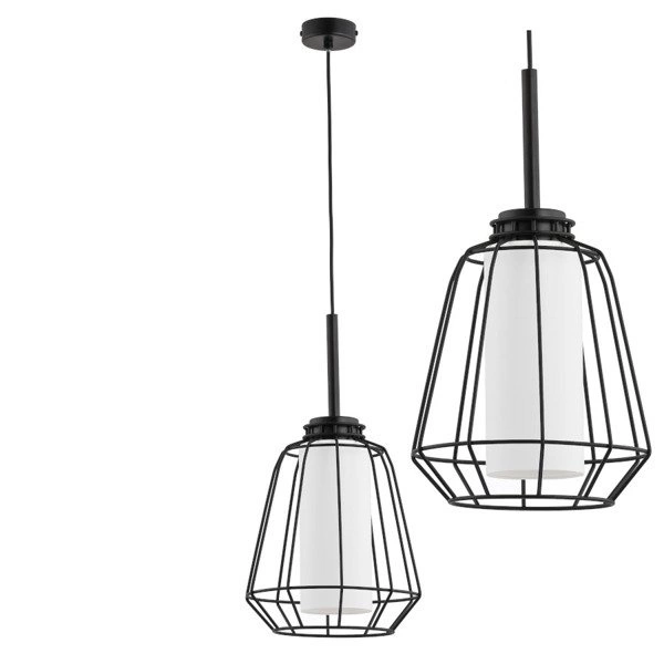 Druciana lampa kratka z kloszem ALICANTE czarna śr. 24cm