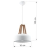 Lampa Wisząca CASCO Stal Biała/Naturalne Drewno, , E27, 60 W, SL.0388