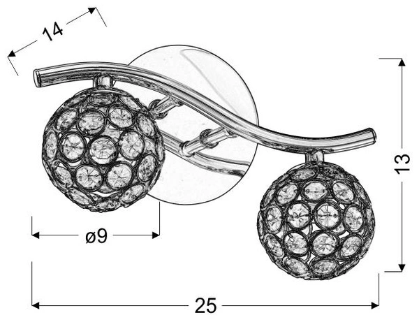 Kinkiet STARLET 92-85798 chrom/transparentny 2xG9