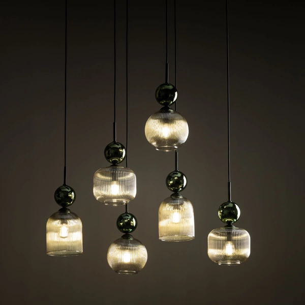 SOPHIA GREEN COGNAC LAMPA WISZĄCA 6XE14