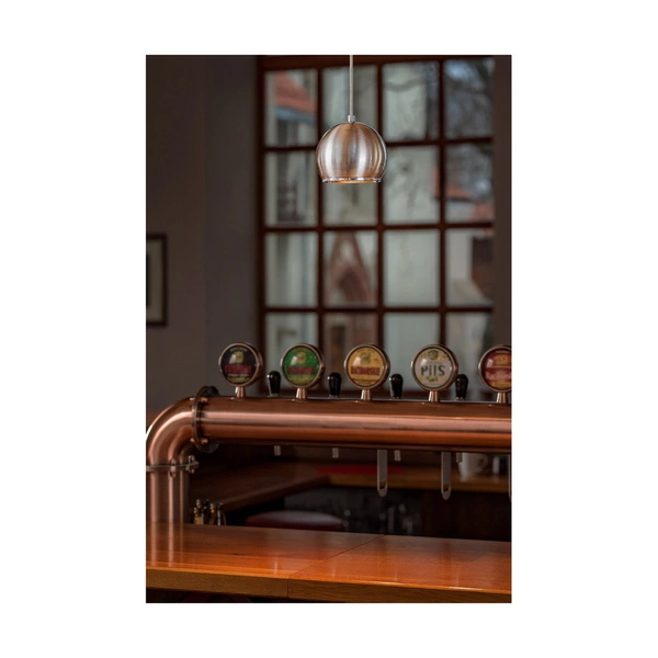 Lampa wisząca z drewna Ball w zestawie 1xLED GU10 5W Drewno bukowe w kolorze orzecha/metal satynowy 5141176