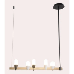 Lampa wisząca SAKAI LEDEA, 50233078, czarny/złoty/biały, 5x5,4W LED, barwa ciepła 3000K