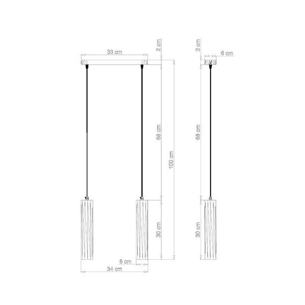 Lampa wisząca LINO 2 czarna stal, naturalne drewno, SL.0637