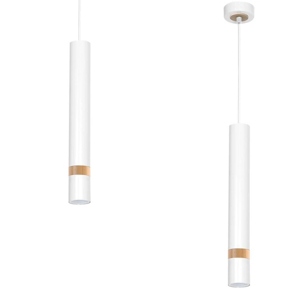 Lampa wisząca JOKER, MLP6301, biały/drewno, 1x8W GU10
