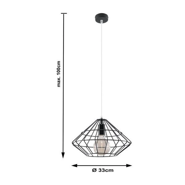 Lampa Wisząca UMBERTO Czarna Stal, E27 60W, SL.0294