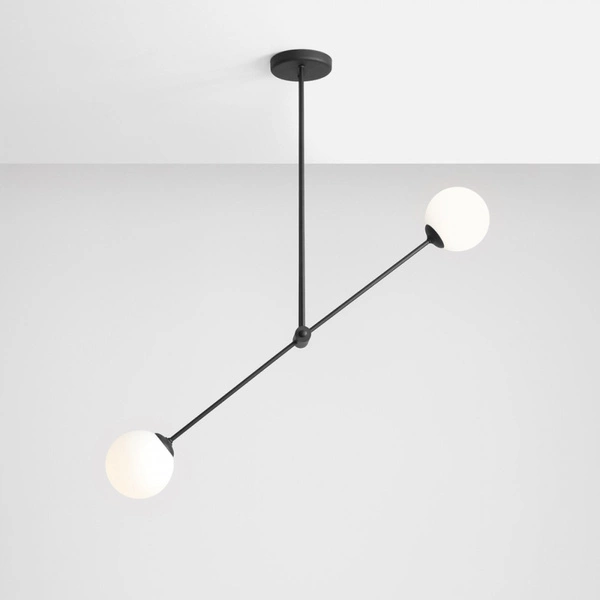 Aldex Lampa sufitowa OHIO 2, 1081PL_H1, czarna z białymi kloszami, 2x40W E14