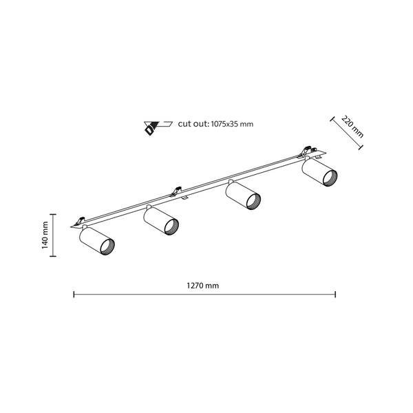 AMIS BLACK 4XGU10 PODTYNKOWY