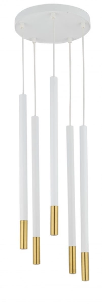 Nowoczesna lampa wisząca SOPEL DUE 5 biały/złoty 33238