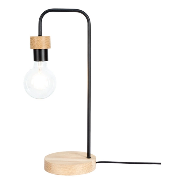 Lampa stołowa Muriel 1xE27 maks. 25W Dąb olejowany/Czarny metal/Czarny kabel z tkaniny 8274974